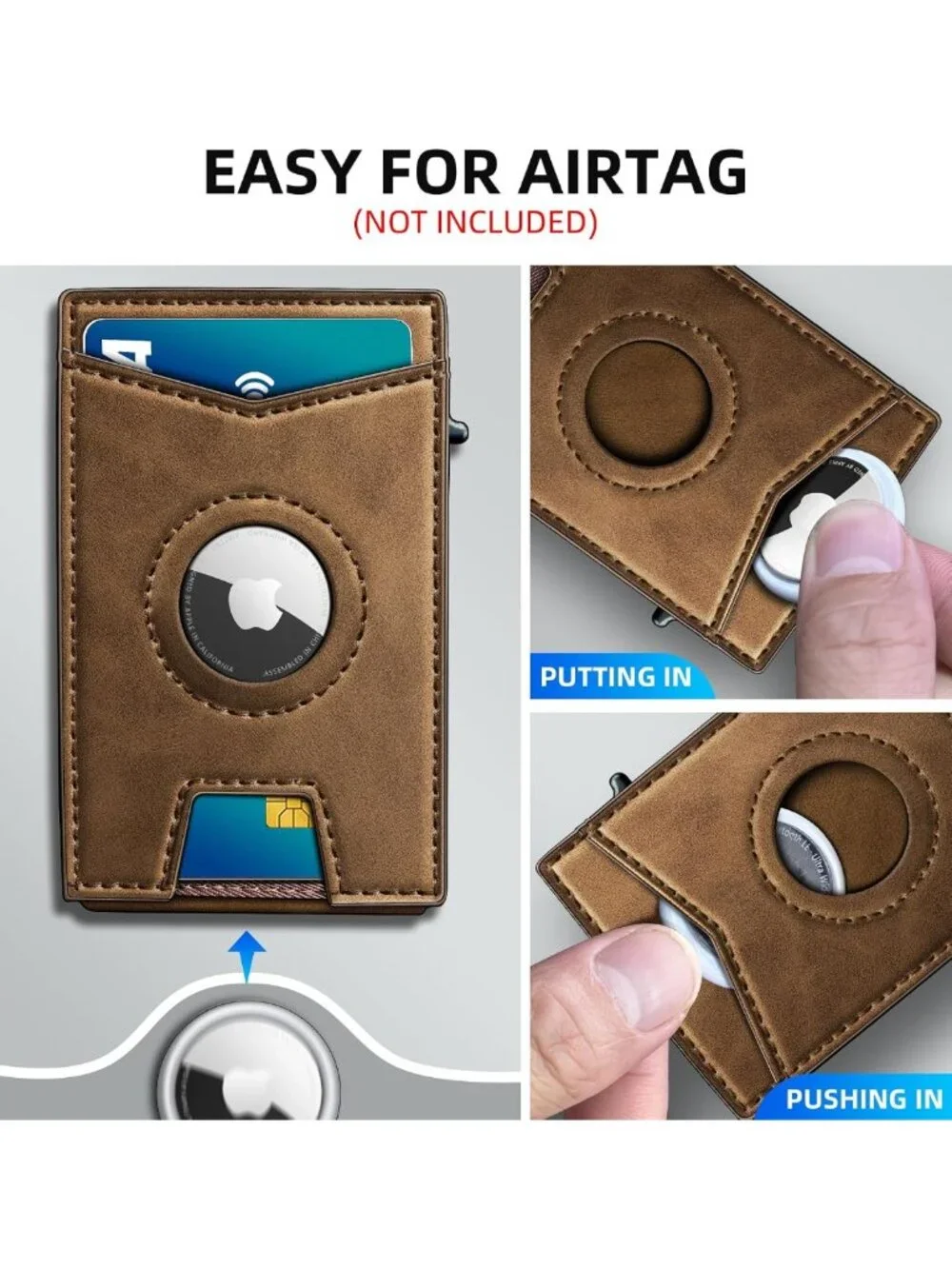 Men's RFID Blocking Money Clip Wallet - 9-Card Pop-Up Holder, ID Window